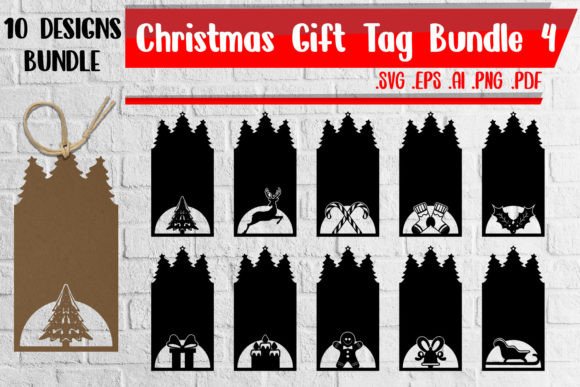 Christmas Gift Tags Bundle 4 - Svg Eps