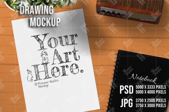 Drawing Notepad Paper Mockup Template for Graphics and Sketchbooks