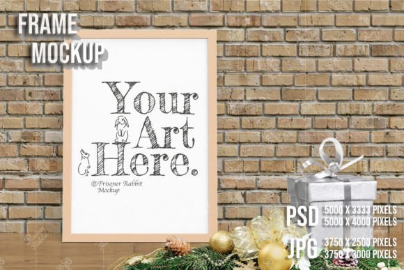 Farmhouse Holiday Frame Mockup Template: Graphics for Christmas Amp