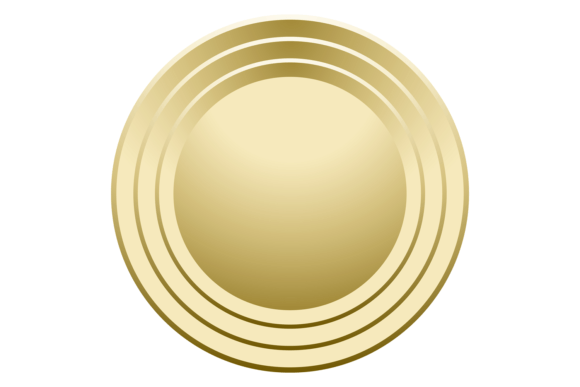 Metal Circle Realistic Mockup. Golden Ro Graphics
