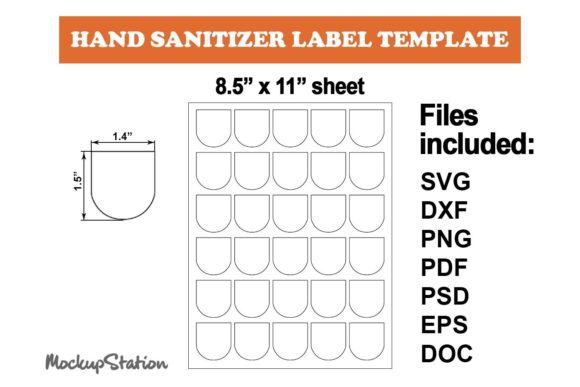 Mini Hand Sanitizer Label Template SVG