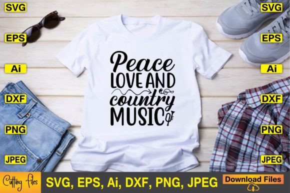 Peace Love and Country Music SVG Design