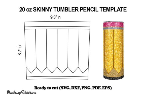 Pencil Tumbler SVG Template 20oz Skinny