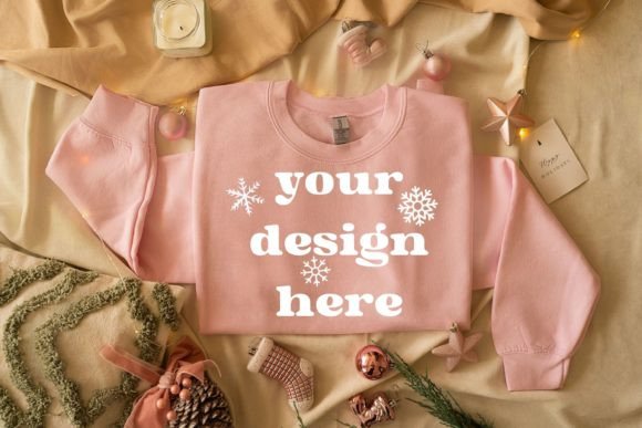 Pink Sweater Mockup Flat Lay