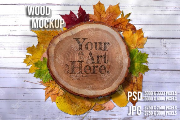 Round Wood Sign Farmhouse Style Mockup Graphics